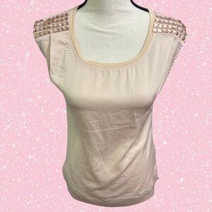 MISS SIXTY RHINESTONE SLEEVE BABYDOLL. TANK